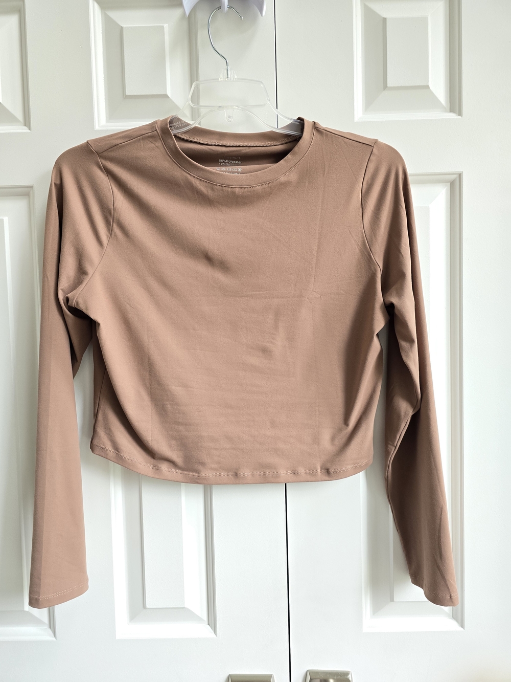 Long Sleeve Cropped Top in Taupe/Tan